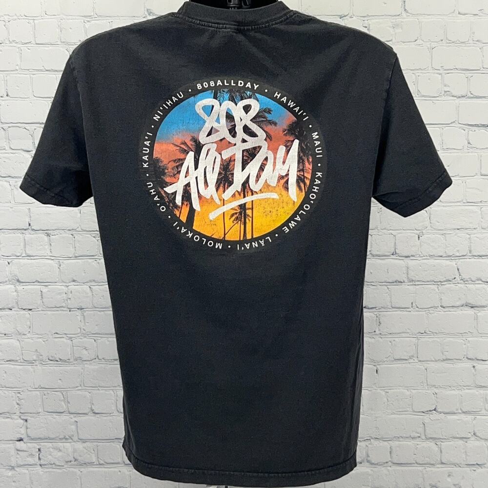 808 All Day T Shirt L Large Black Surfer Surfing Surfboarding Hawaii Hawaiian